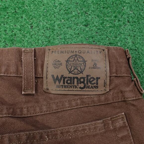 VINTAGE Wrangler Pants Mens 36x32 Brown Tan Nylon Reinforced Work Hunting Jeans - Picture 11 of 16